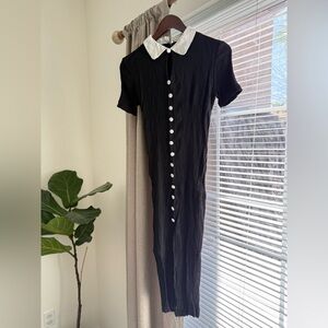 Elegant Black Infatuation Dress with White Collar